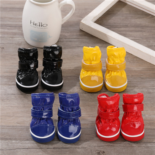 Dog Shoes Pet Cotton Shoes Autumn/Winter Snow Boots 4 Pairs/Set Teddy Bichon Frise Pomeranian Puppy Winter Fleece-Lined Shoes