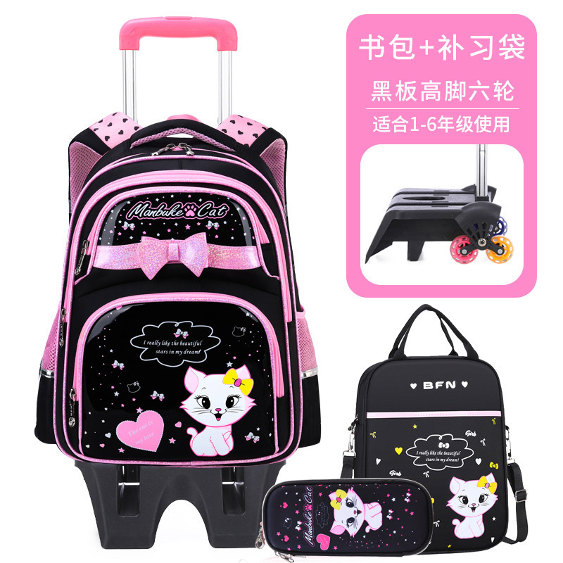 Mochila de tirón desmontable para estudiantes de escuela primaria de 2 a 6 grados, mochila de hombro impermeable para niños de escalada