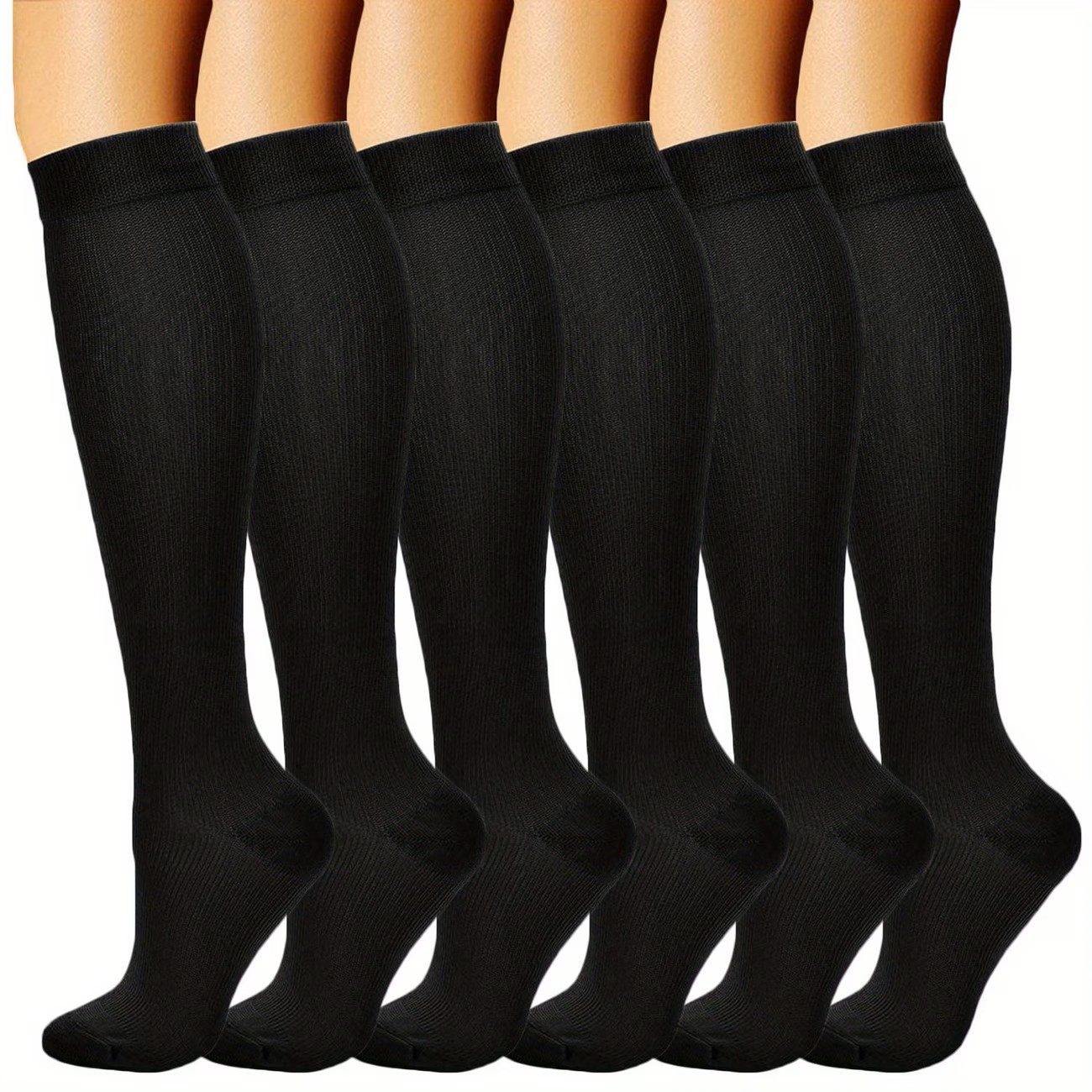 Juego de 6 pares de calcetines deportivos de compresión transfronterizos para fitness, calcetines largos de compresión para pantorrillas para hombres y mujeres, calcetines de compresión elásticos. image 52