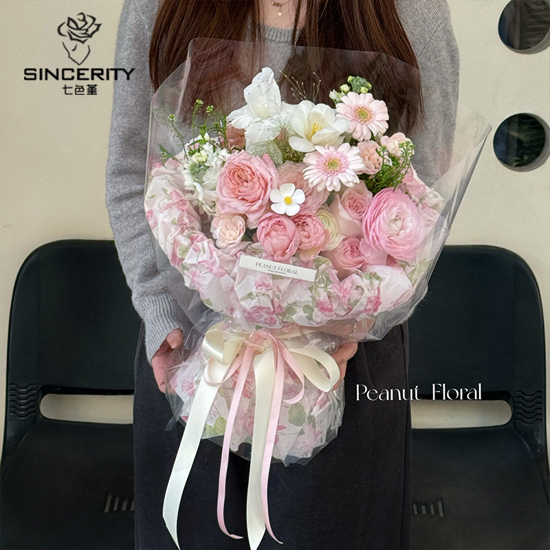 Papel de embalaje de algodón de leche con estampado de flores de pensamiento de siete colores, embalaje de regalo hecho a mano de bricolaje, papel de embalaje de flores florales