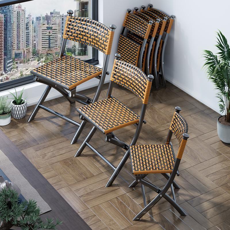 Outdoor Folding Chair for Home Use, Lazy Leisure Rattan Chair with Backrest, Single Chair and Table Set