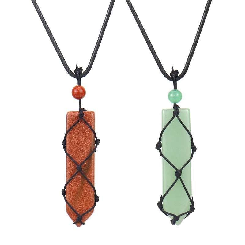 Ethnic Style Geometric Agate Knitting Pendant Necklace 1 Piece