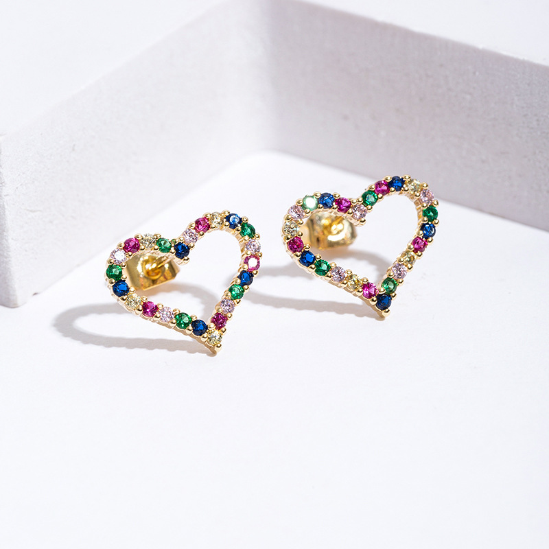Women's Gender 1 Pair Elegant Simple Style Heart Shape Copper Zircon Ear Studs