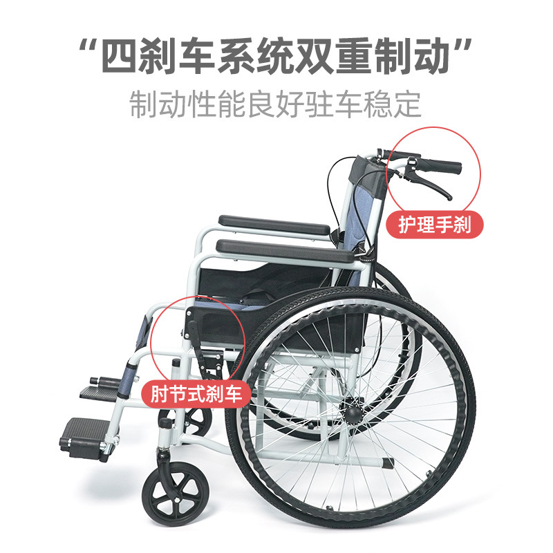 Silla de ruedas plegable de asiento blando al por mayor transfronterizo Silla de ruedas manual para personas mayores discapacitadas Spot Easy portátil para personas mayores