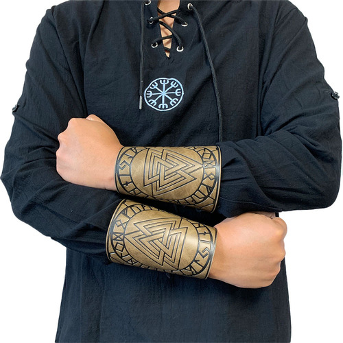 Nordic Viking Odin Rune Embossed Leather Wrist Guard Medieval Retro COSPLAY Accessory Cross-border Amazon