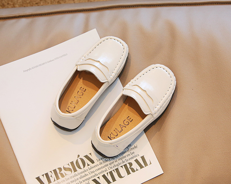 English style bean big children's new spring 2023 boys' small leather shoes, one footed loafers_voghion.com