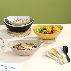 新商品の小麦わら元宝碗子供果物サラダ碗とスプーン付きの日本式家庭用野菜碗キッチンの大サイズ碗