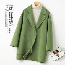秋冬双面外穿大衣女短款显瘦新款宽松女士毛呢外套小个子大码显瘦