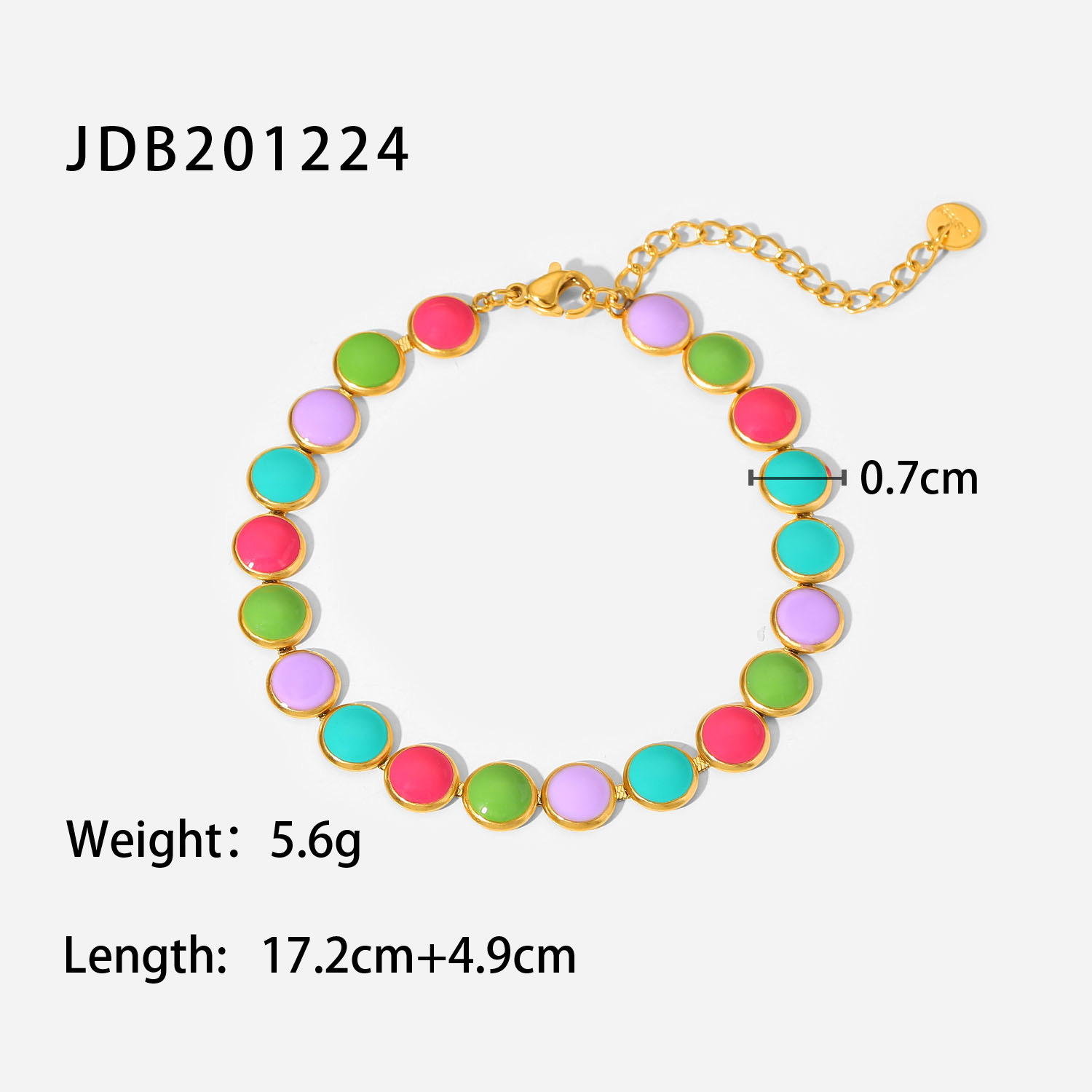 Mode Simple 18k Or Rond Géométrique Coloré Huile En Acier Inoxydable Bracelet display picture 7