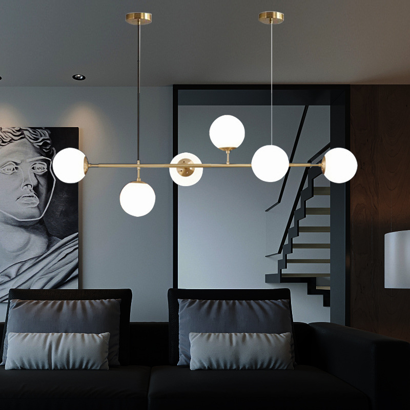 Lámpara del restaurante nórdica postmoderna simple de luces de frijoles mágicos de moda creativa red de comedor LED barra de luz larga