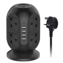 英标带USB立式插座塔式二层8孔4U排插防雷过载智能插排可改做C口