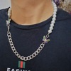 Brand metal accessory, universal necklace from pearl suitable for men and women, European style, simple and elegant design
