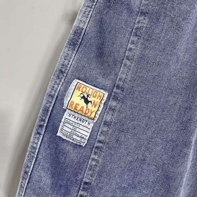 2024 nuevo estilo de verano nuevo estilo estilo de Hong Kong marca de moda simple degradado pantalones cortos de mezclilla casuales de pierna ancha pantalones de cinco puntos