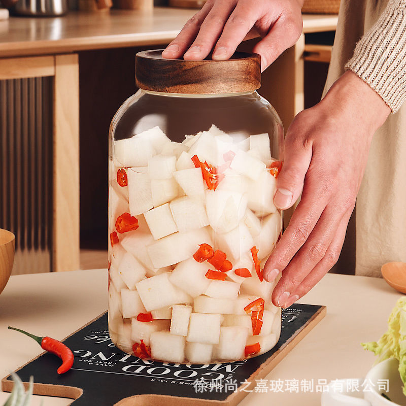 玻璃泡菜罐食品级高硼硅密封瓶耐高温玻璃瓶家用透明腌制泡酒罐子|undefined