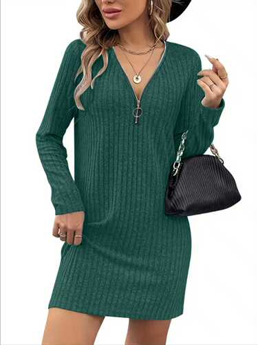 Tk Independent Station Western and Eastern Multicolor Fashion Elegant Lady's Spring and Autumn Zipper Dress