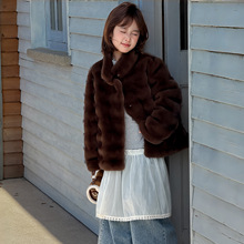 女童皮草外套2025龙猫色仿水貂毛毛大衣加厚保暖宽松儿童冬季外套