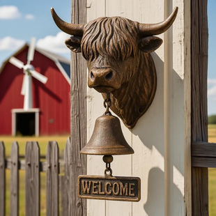 �羳�¿�Handmade Highland Cow Welcome Bell�ߵ�ţӭ�e⏱��R