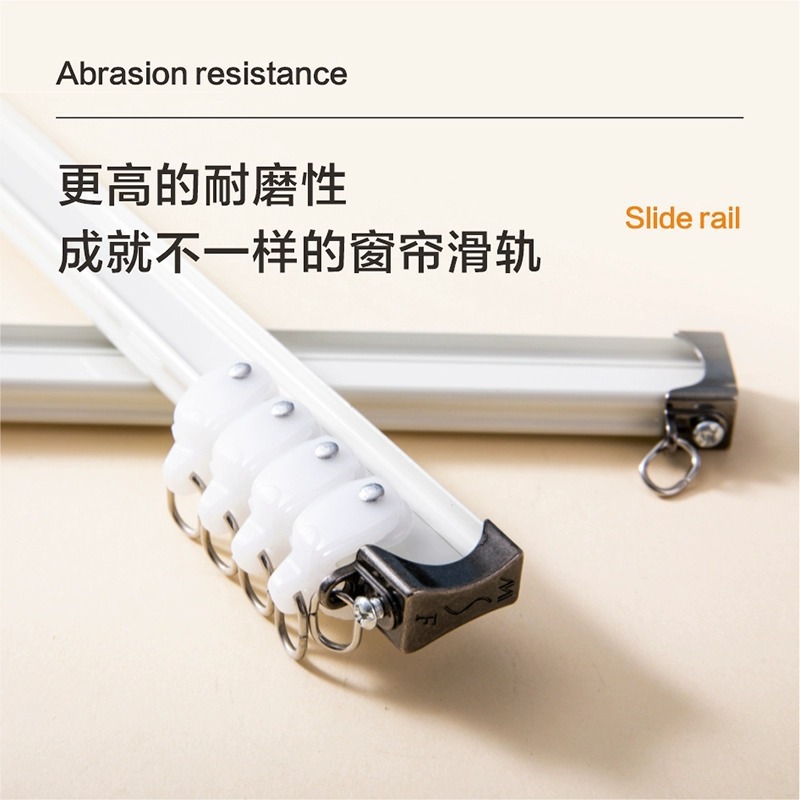 Cortina de aleación de aluminio, riel doblado, ventana salediza silenciosa en forma de U, riel recto curvo, riel guía simple y doble superior, barra de cortina