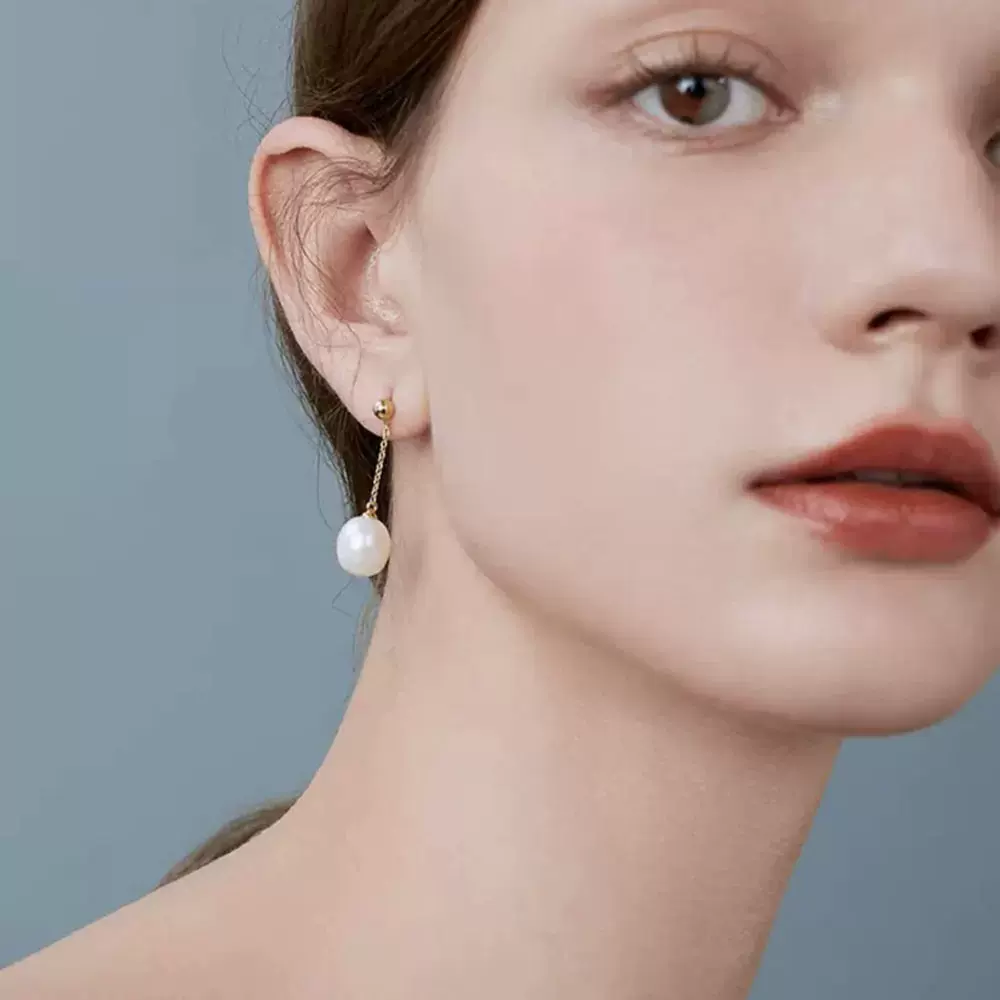 近圆天然淡水珍珠铜镀保色真金耳钉女直播爆款简约耳饰厂家批发