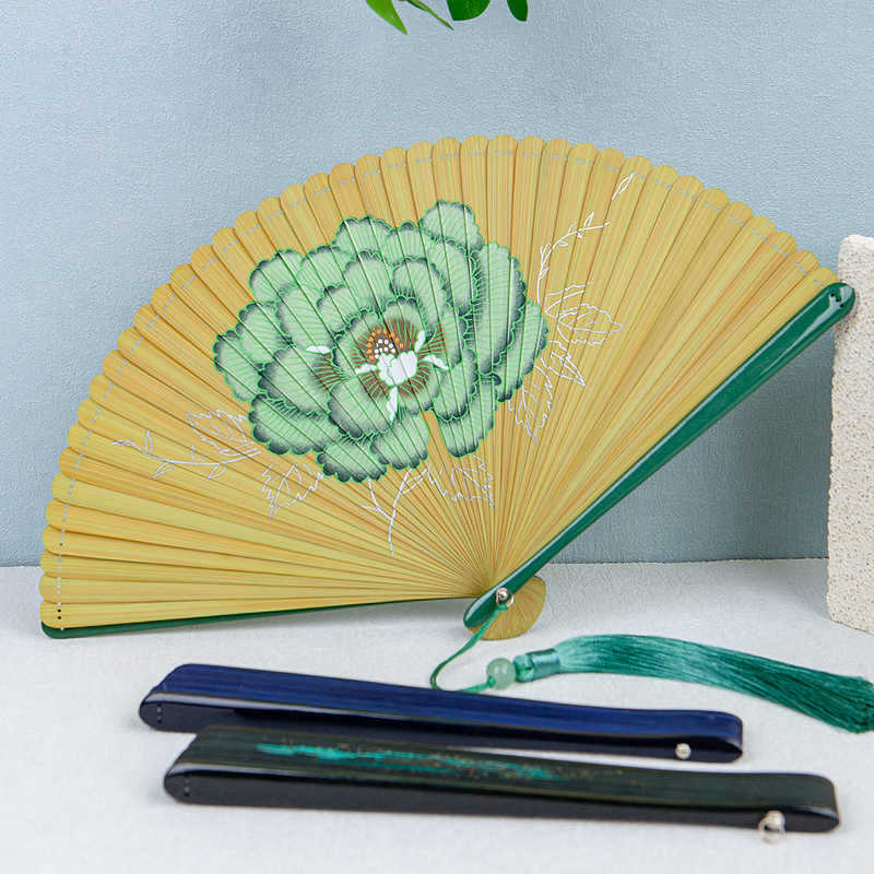 Silk Art Hall Women's Carved Hollow Craft Folding Fan Chinese Style Gift Craft Full Bamboo Folding Fan Small Fan