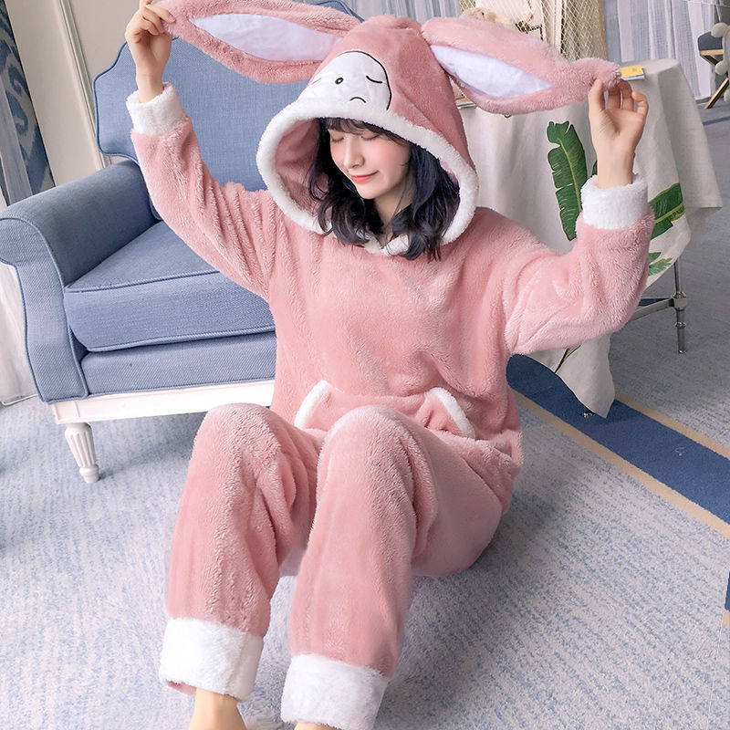 Pijamas de invierno de mujeres de invierno grueso con ropa de franela de terciopelo otoño y invierno de mediana edad Coral Pijamas damas de primavera y otoño