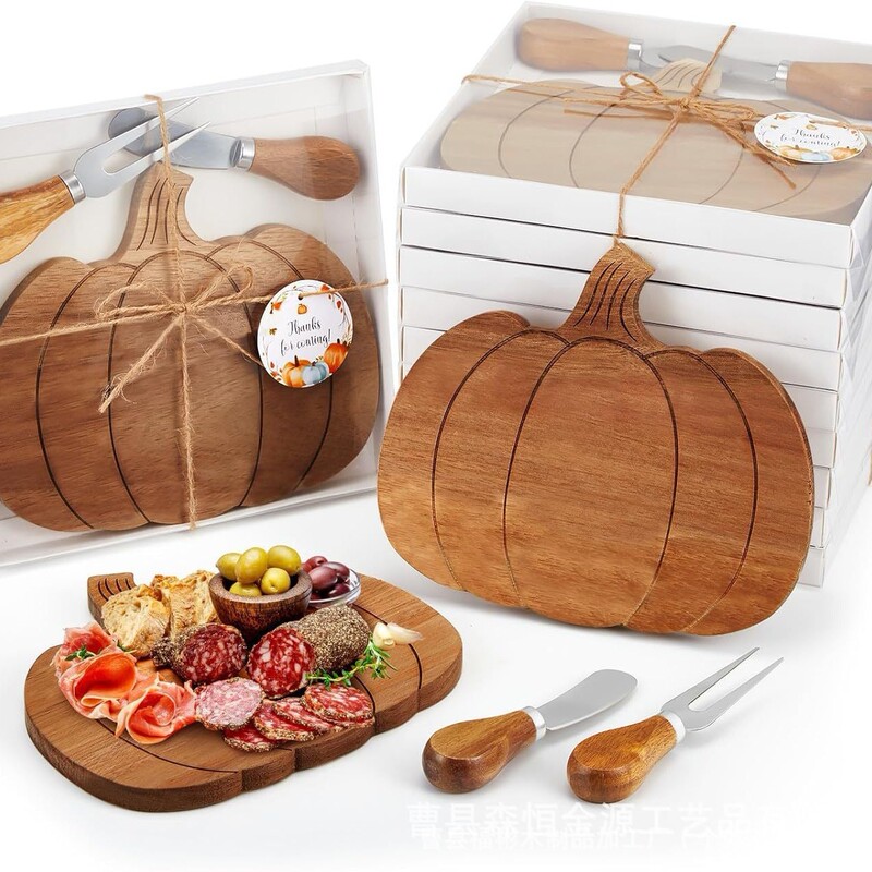 Cross-Border Wooden Pumpkin Tray New Thanksgiving Party Decoration Creative Cheese Plate Halloween Dinner Plate