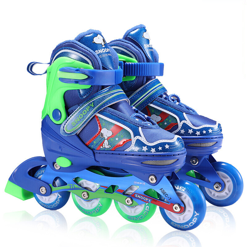 Snoopy Snoopy the skating shoes children Single row Roller skating shoes adjust Flash beginner Skating Roller skates