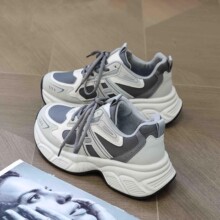 软底老爹鞋女款厚底运动鞋2025春季新款网面透气跑步鞋子复古显高