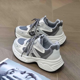 Soft bottom dad shoes women's thick bottom sneaker 2025 spring new mesh breathable running shoes retro high