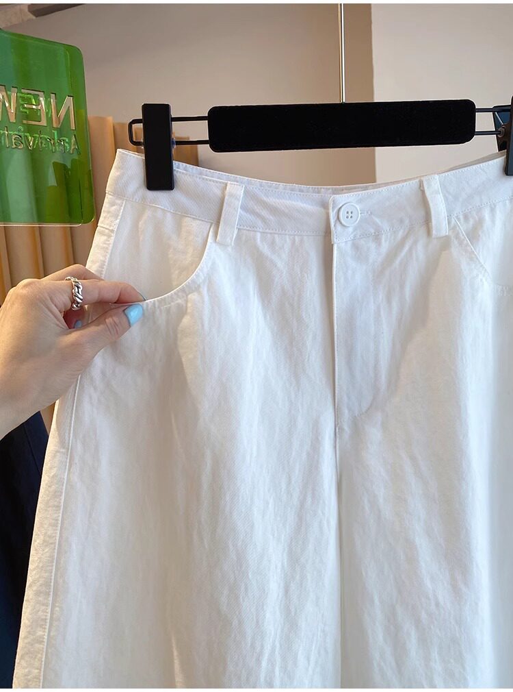 Quần culottes nữ ống rộng cạp cao dáng suông — Xanh lông mòng đen chi tiết 6