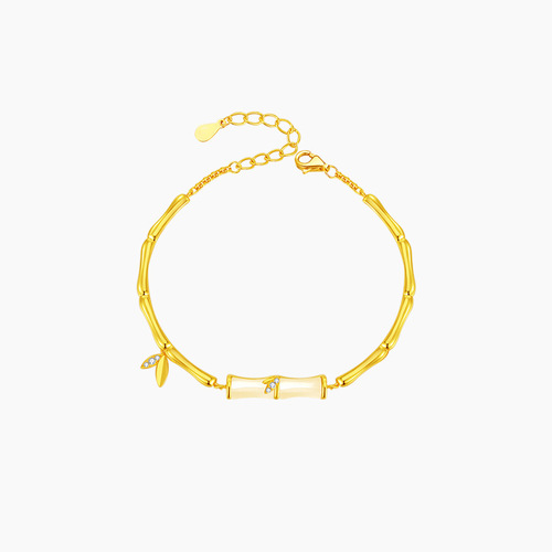 A light luxury and exquisite design sense jadeite bracelet for girls with bamboo joint patterns, featuring a unique and sophisticated design.