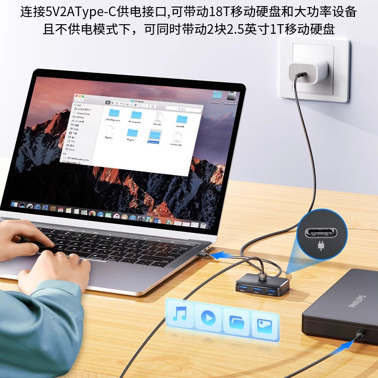 フィリップスusbエクステンダ3.0プラグマルチ口拡張ドック延長線ハブ変換コネクタtypec|undefined
