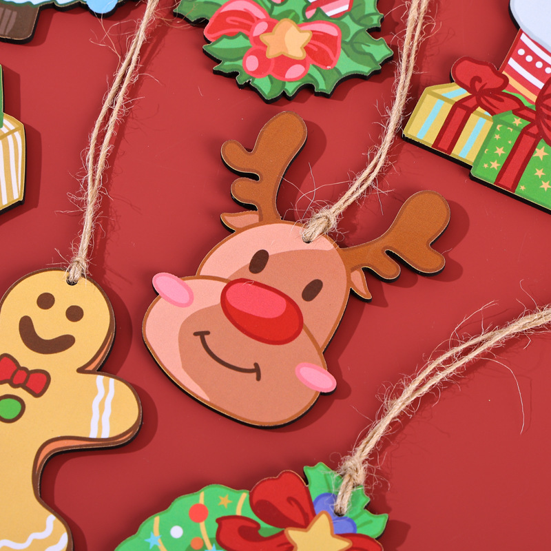 木製クリスマスツリーペンダントクリエイティブホーム手描き装飾クリスマス要素 diy 空白胚ペンダント小さな木片|undefined