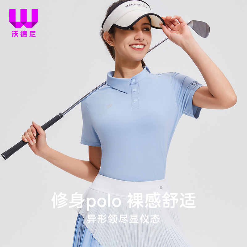 Polo de golf de mujer cuello en forma de manga corta acondicionamiento físico rápido secado deporte al aire libre diseño de béisbol nicho verano