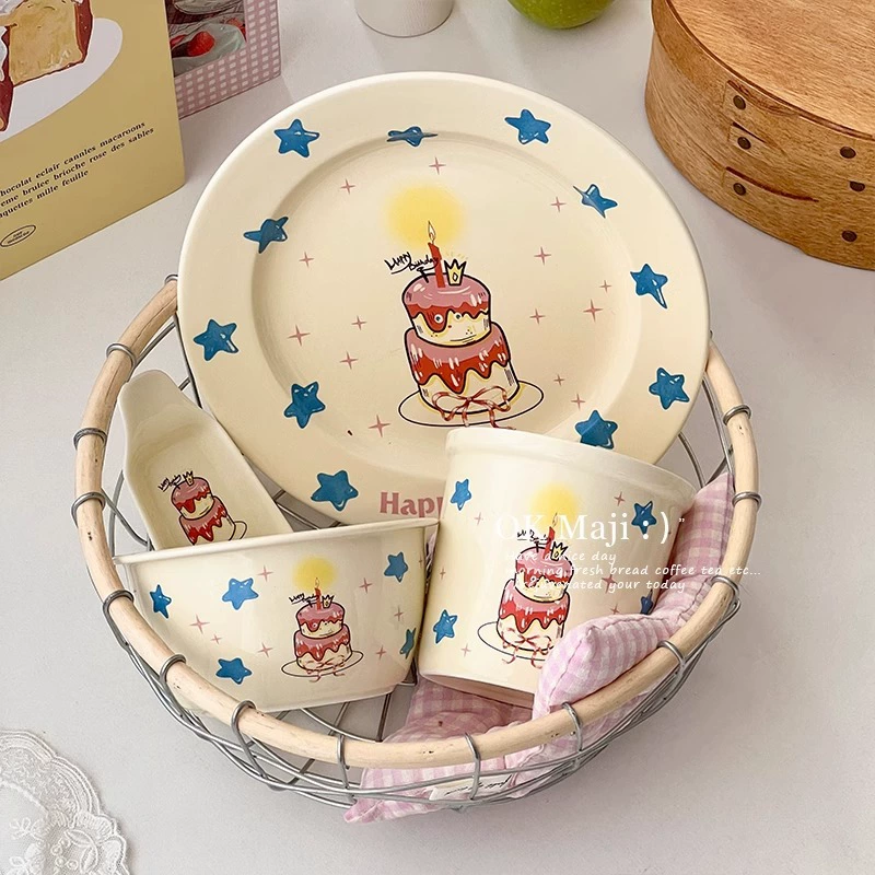 Cream atmospheric ceramic cute set, sophisticated dinner plate