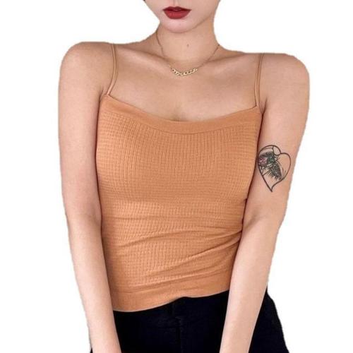 Waffle all-in-one vest with breast pads for women in summer slimming and versatile short style hot girl pure desire thin shoulder straps