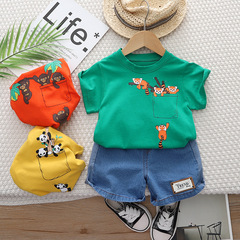 Baby Set for Boys - Summer Pocket Animal Short Sleeve 2023 Newborn Summer Clothing Children's Two-Piece Set for Toddlers