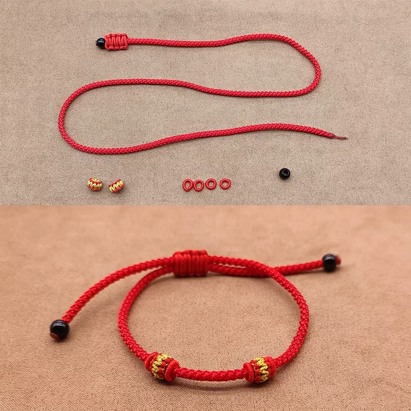 Can Be Strung through Gold Transfer Beads Animal Year Red Rope Braided Rope Hand Rope Semi-Finished DIY Bracelet Anklet Cord
