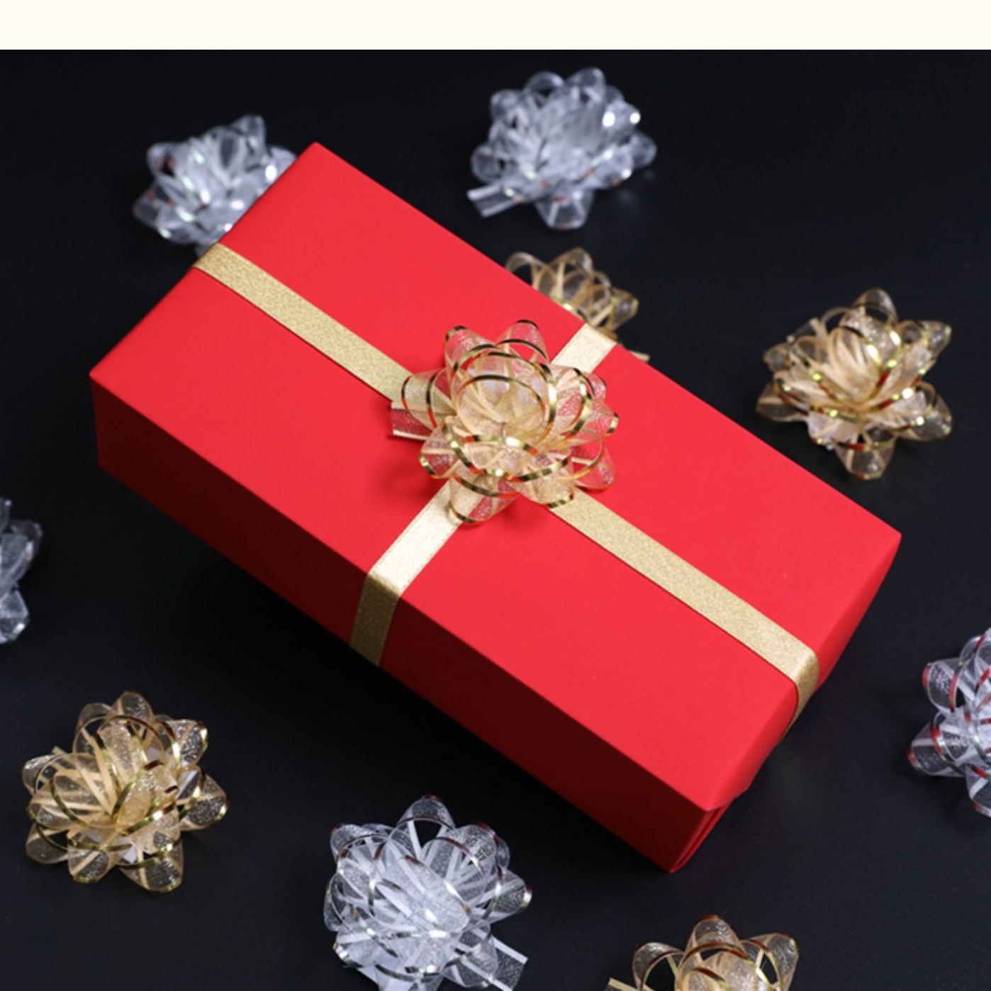 Transfronterizo nuevo gable de nieve estrella de flores de Navidad regalo embalaje de regalo autoadhesivo mate cepillo gable de nieve dibujo flores