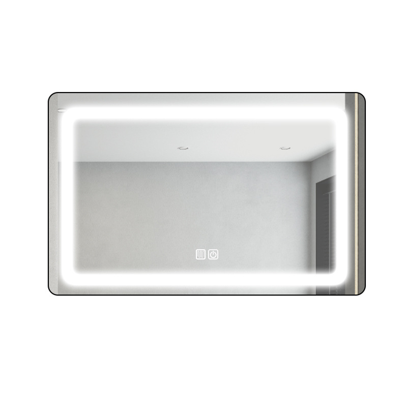 Espejo inteligente cuadrado pantalla táctil baño con lámpara anti-nebble baño colgado pared espejo maquillaje