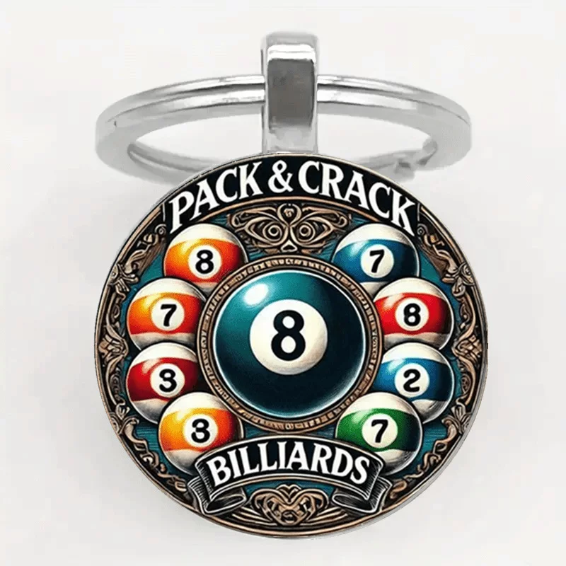 Retro glass metal keychain