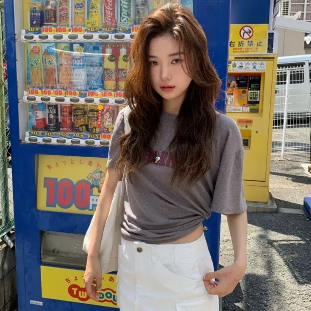 25夏季新款韩国东大门th_Bar_net圆领字母印花短袖T恤上衣棉质女T