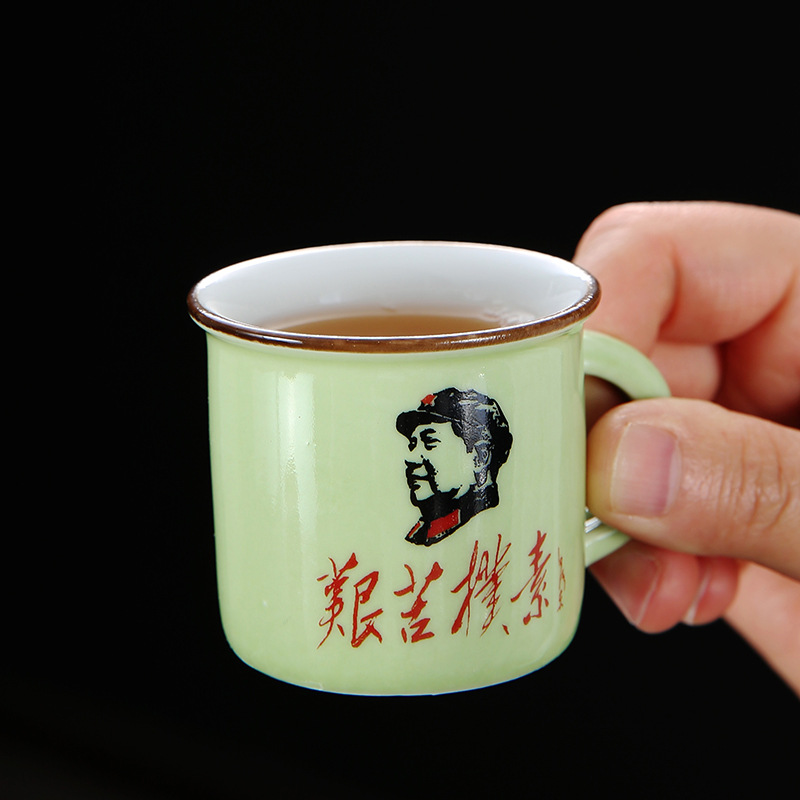 Practical imitation enamel cup Kung Fu tea cup souvenir mug ceramic mini small water cup promotional gift cup