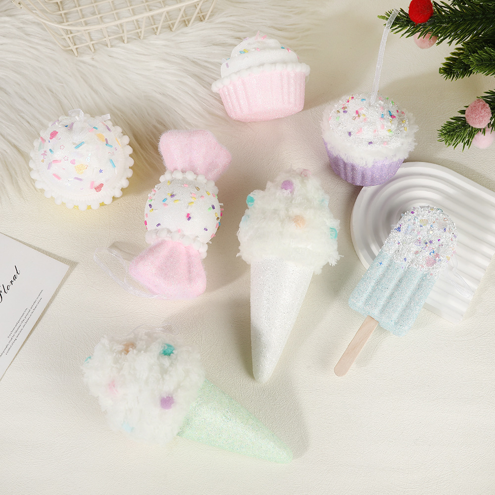 espuma de macaron helado caramelo decoración transfronteriza árbol de Navidad caliente decoración de imitación tarta de hielo colgante