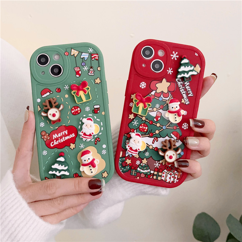 Tpu Material Christmas Festival Tpu Santa Claus Elk Cute Retro Phone Accessories