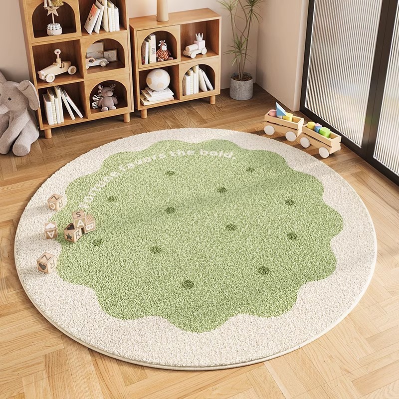 Alfombra de alta densidad de cachemira redonda moderna y simple para la sala de estar de la casa, silla de computadora, alfombra de cama del dormitorio