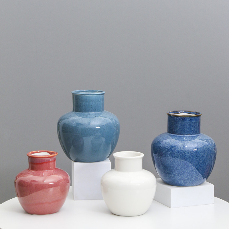 Artesanía Nórdica de cerámica florero arreglo de flores sala de estar creativa casa moderna Habitación Modelo suave decoración transfronteriza al por mayor