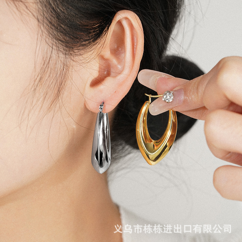 法式时尚光面空心INS网红博主同款百搭圆圈型耳环女 跨境饰品批发