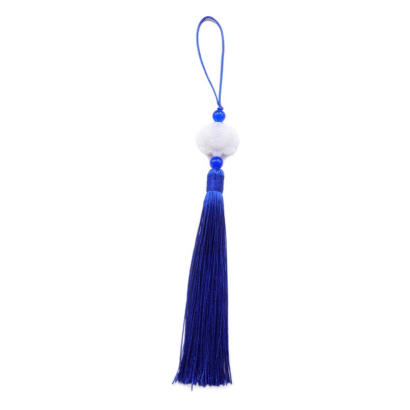 Spot Double-Sided White Jade Lotus Tassel Tassel Chinese Accessories Antique Lantern Pendant Hanging Tassel Golden Fan Pendant