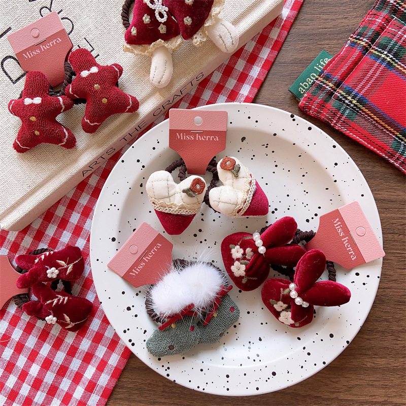 Regalo di Natale Mori ragazza colore bambini carino imbottito cotone coniglio capelli cerchio ragazza vino rosso Natale rosso amore testa corda coppia_voghion.com